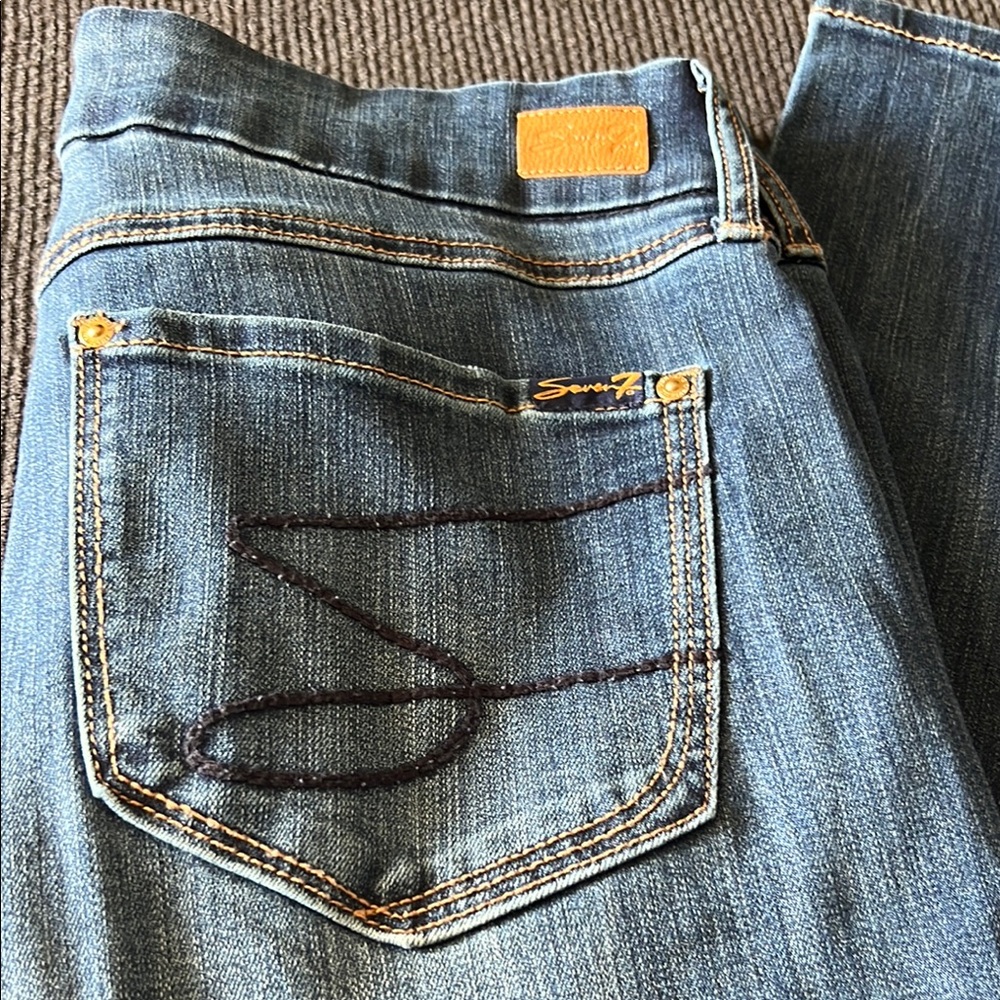 Blue Jeans with Distinctive Stitching and Classic Wash